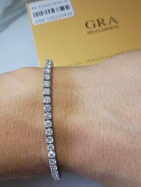 New Moissanite Diamond Tennis Bracelet 3mm 7 inch   Brilliant Round Cut